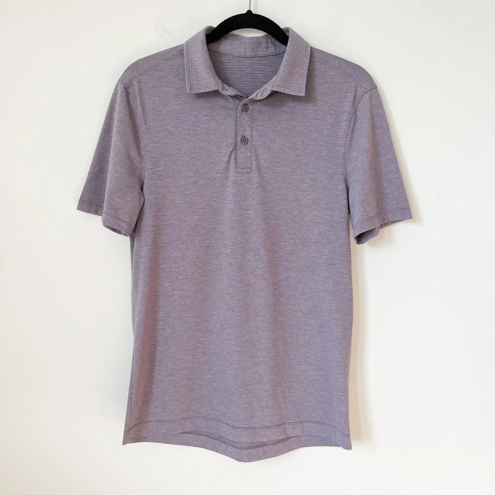 Lululemon Evolution Short Sleeve Polo Heathered Dusky Lavender Mens Small Preppy